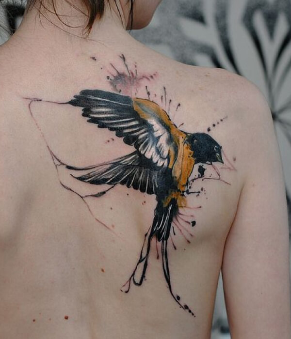 Watercolor sparrow tattoo