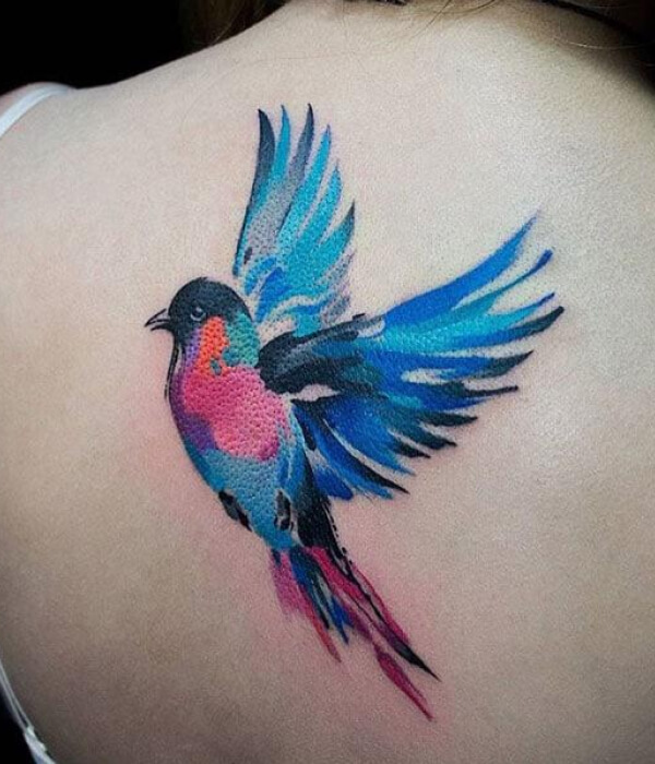Watercolor swallow tattoo design