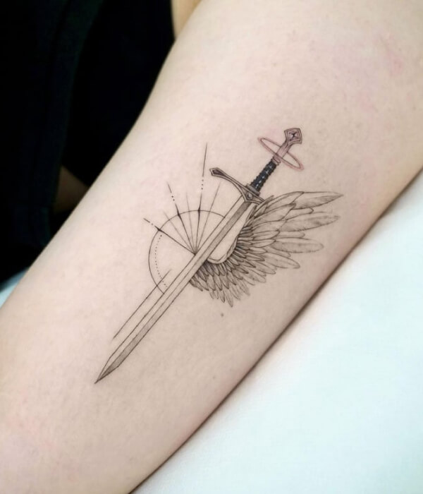 Wing Tattoo with Sword