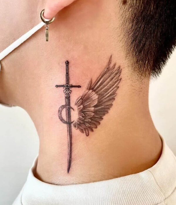 Wing Tattoo with Sword