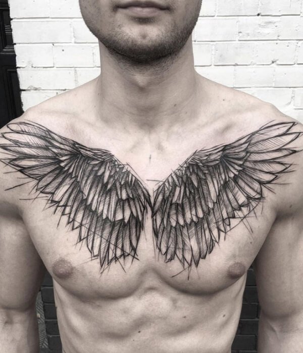 Wings Tattoo on the Chest