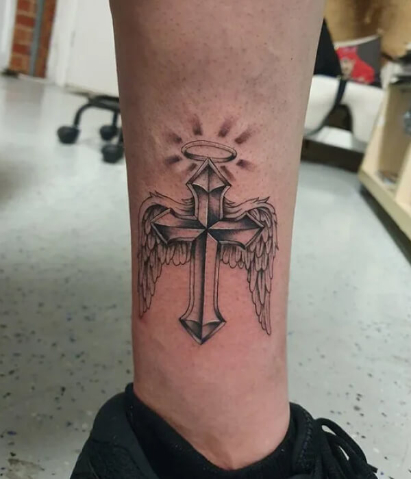 Wings Tattoo with Cross