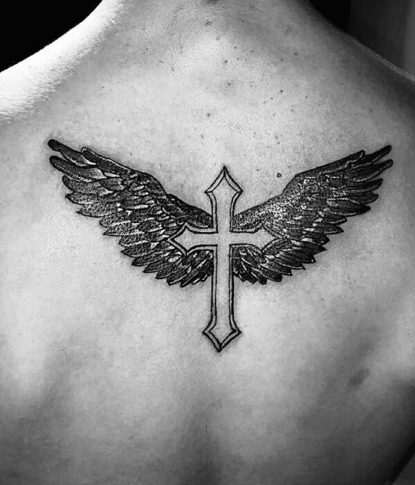 Wings Tattoo with Cross