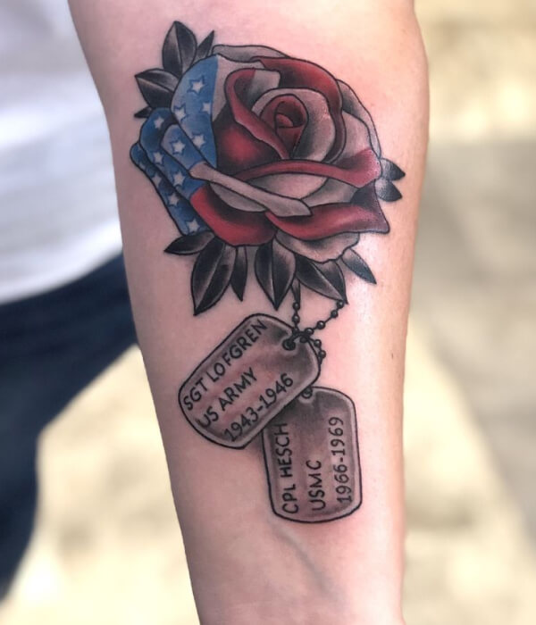 American Flag Half Sleeve Tattoo for women