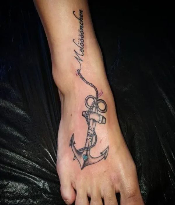 Anchor foot tattoo