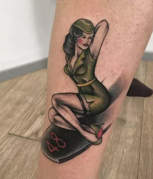 Army Pin-Up Girl Tattoo design