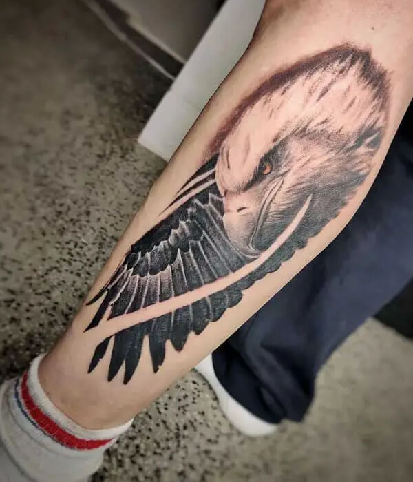 Bald Eagle Military Tattoo on leg