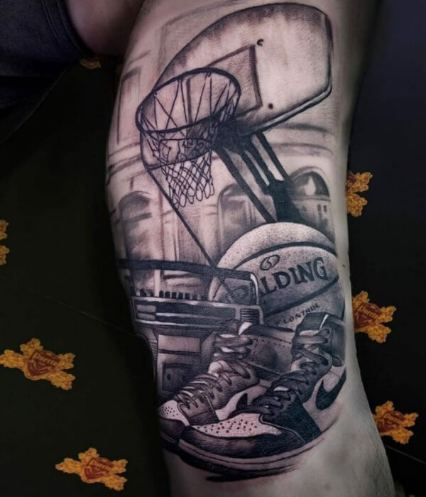 Basketball Hoop full Sleeve Tattoo