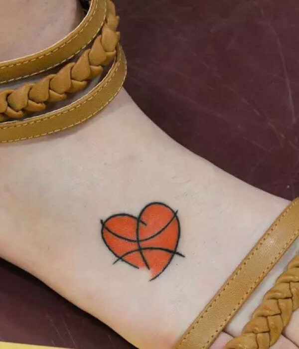 Basketball In Heart Tattoo Design