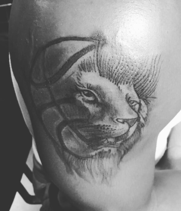 Basketball Tattoo with lion face