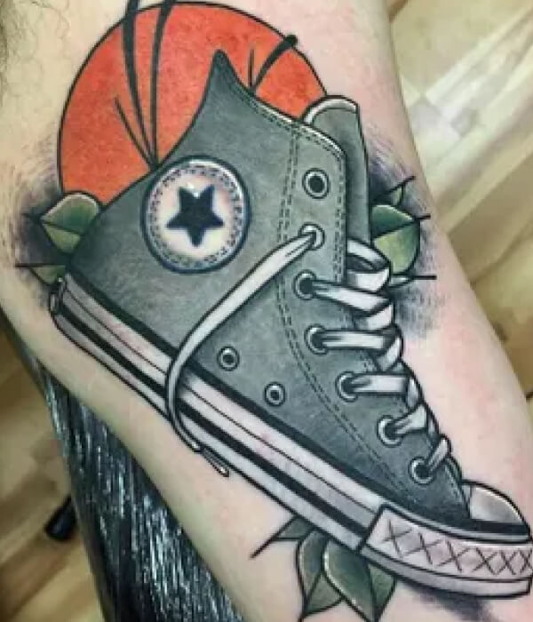 Basketball leg Tattoo with shoes