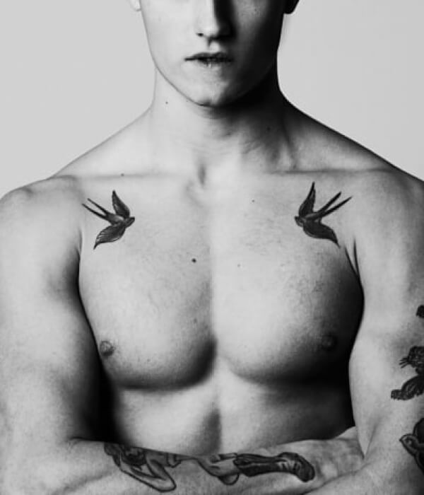 Bird Collarbone Tattoo For men