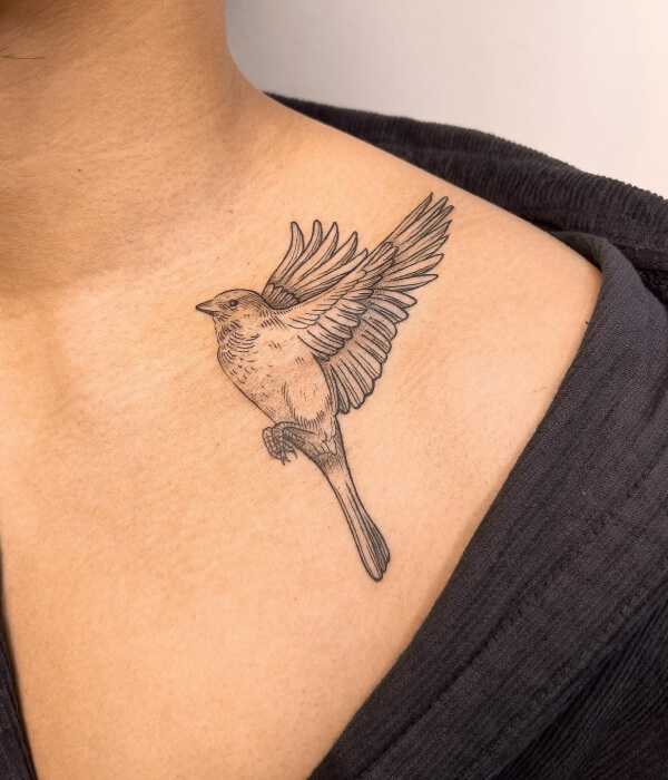 Bird Collarbone Tattoo