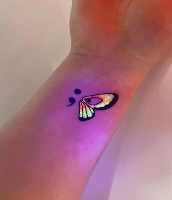 Blue Butterfly UV Tattoo
