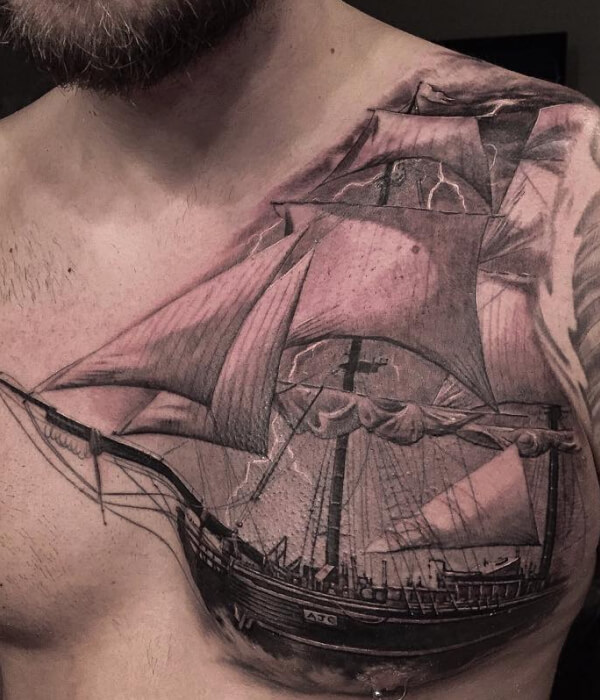 Boat Collarbone Tattoo