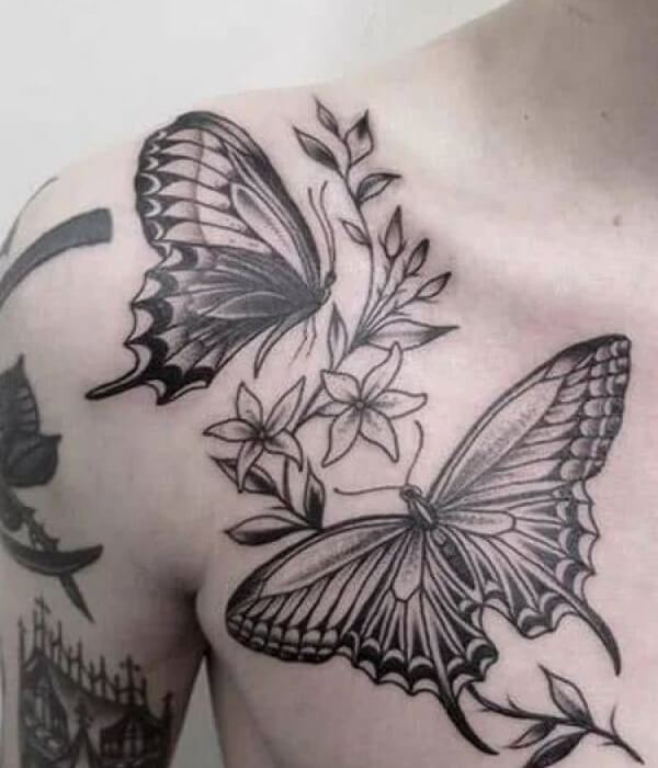 Butterfly Collarbone Tattoo