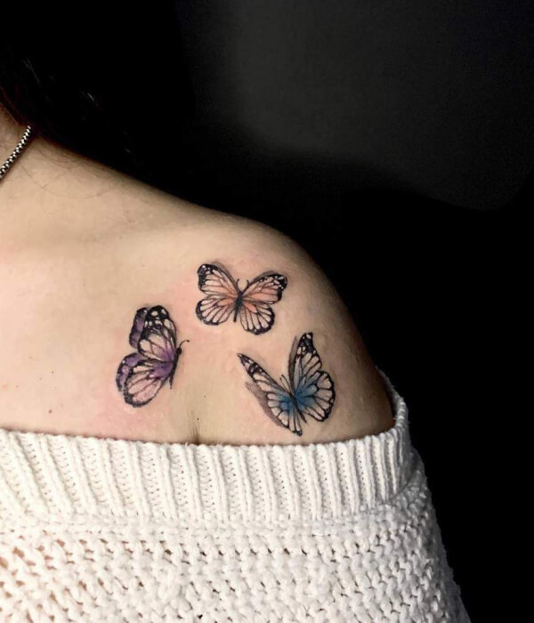 Butterfly shoulder tattoo for females