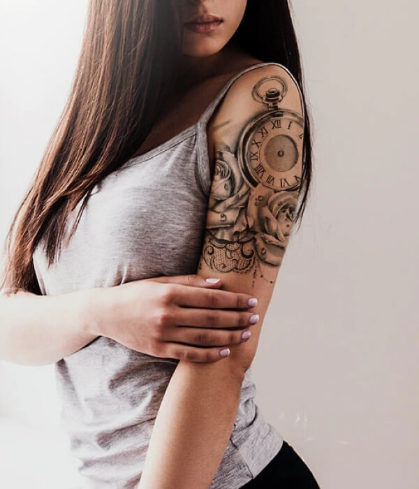 Clock Half Sleeve Tattoo