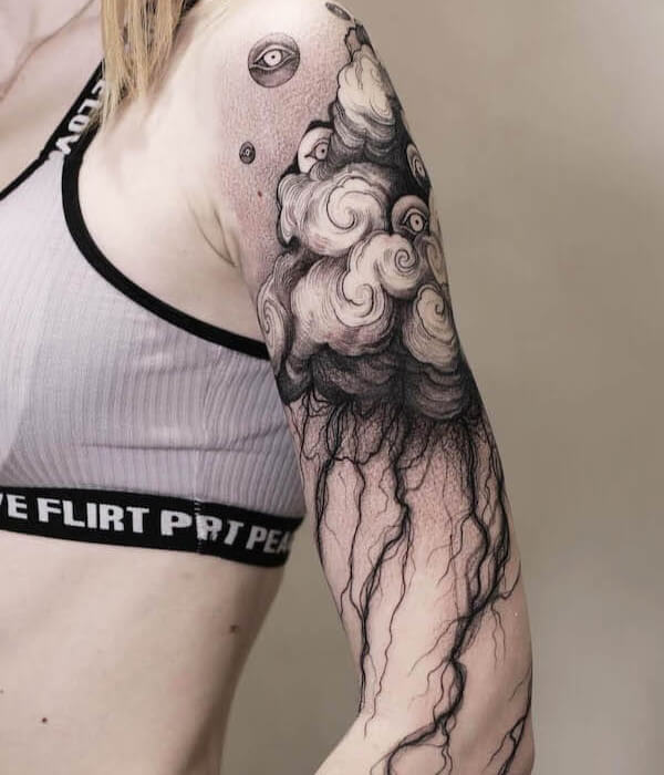 Clouds Half Sleeve Tattoo