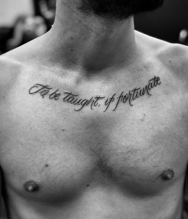 Collarbone Script Tattoos for men