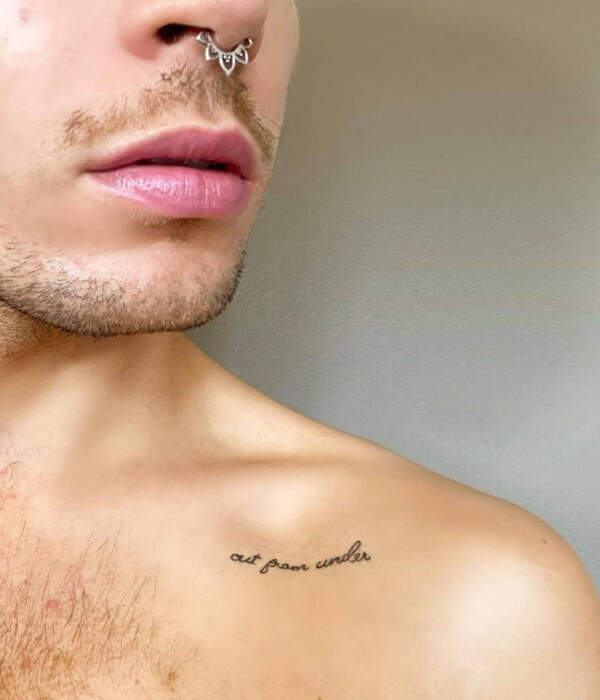 Collarbone Script Tattoos