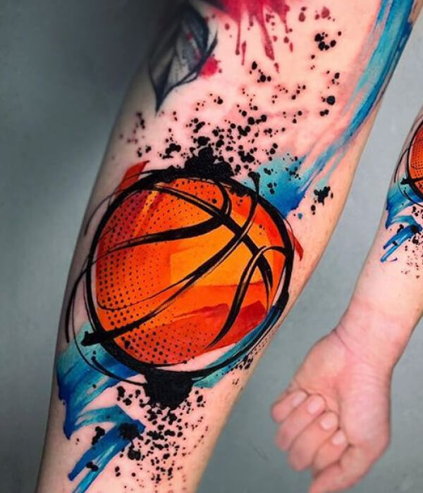 Colorful Basketball Tattoo