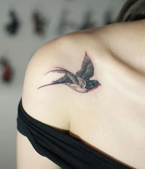 Colorful Bird Shoulder Tattoo