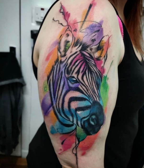 Colourful Zebra Tattoos