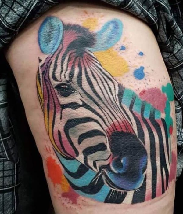 Colourful Zebra Tattoos