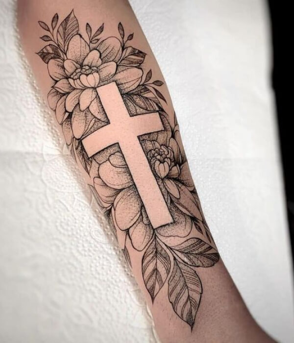 Cross Half Sleeve Tattoo