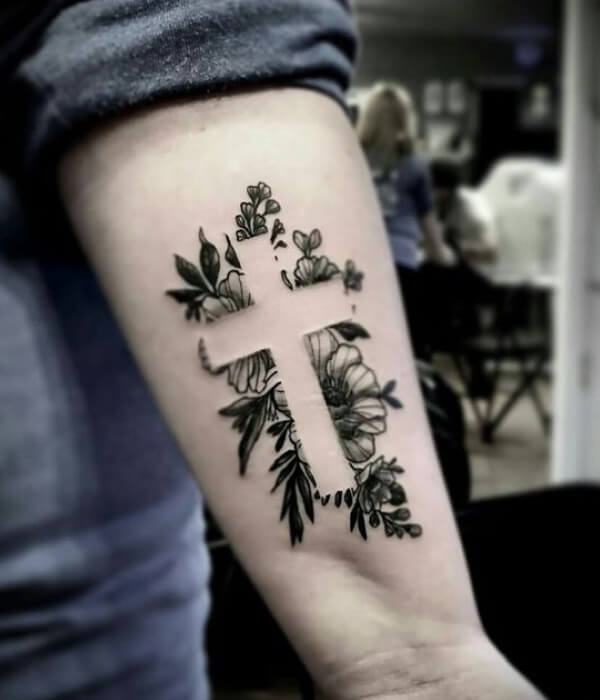 Cross Half Sleeve Tattoo