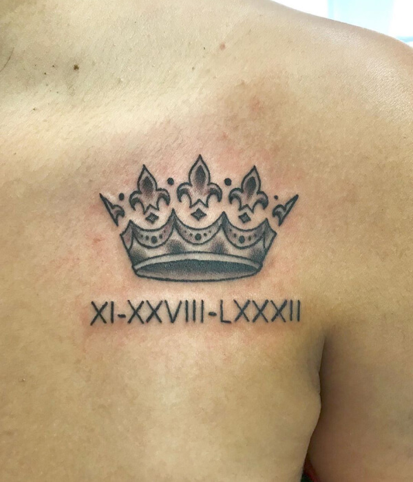 Crown Collarbone Tattoo for menCrown Collarbone Tattoo for men
