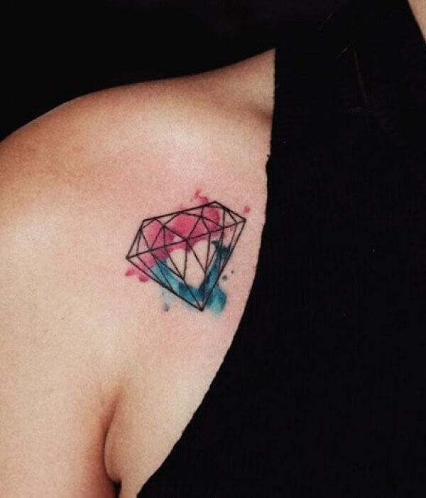 Diamond shoulder blade tattoo for women