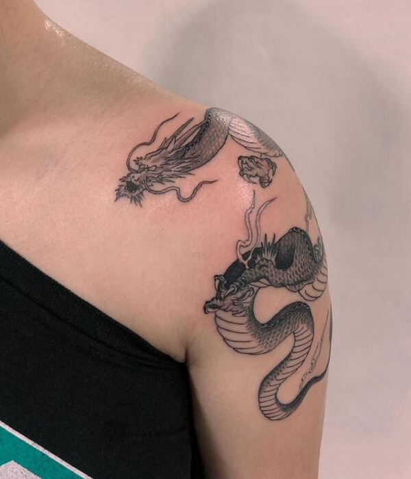 Dragon Ladies Shoulder Tattoo for women