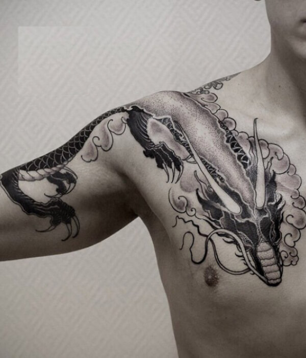Dragon on Collarbone Tattoo