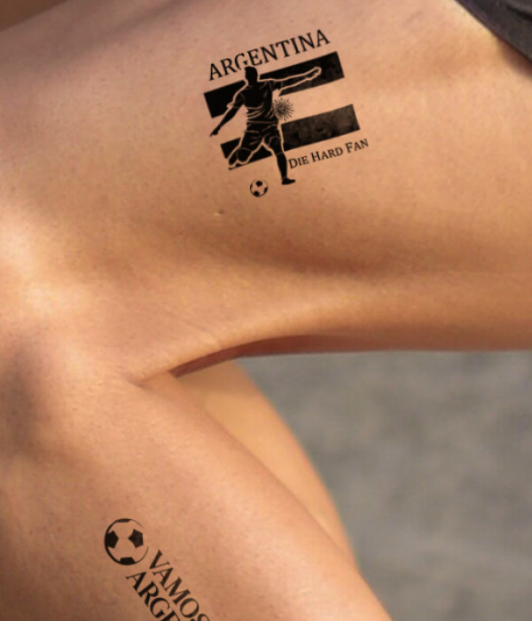 Flag and Football leg tattoo