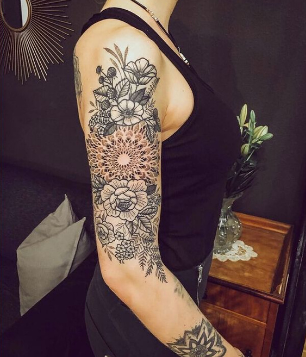 Flower Half Sleeve Tattoo