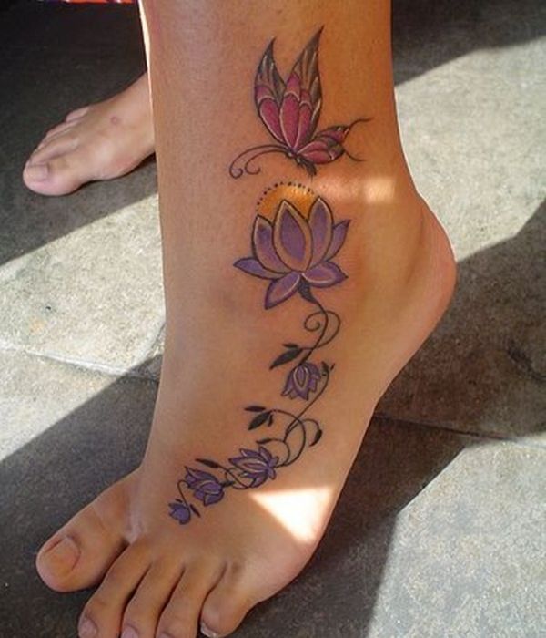 Foot tattoo with lotus