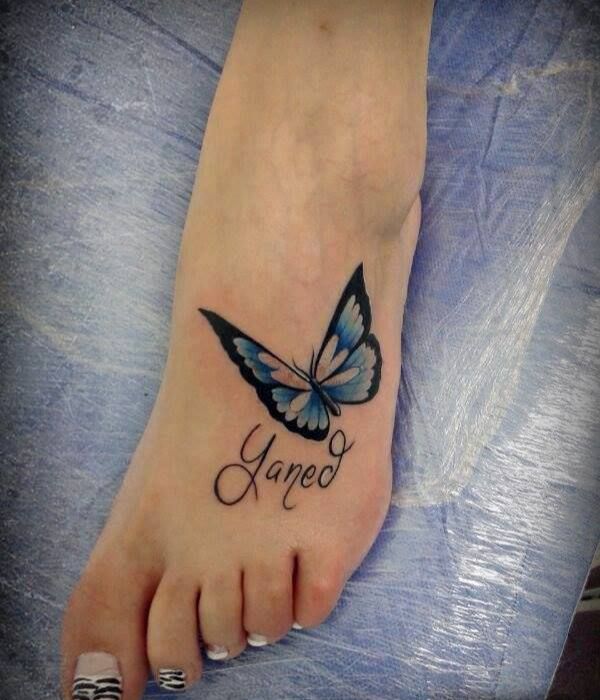 Foot tattoo with names