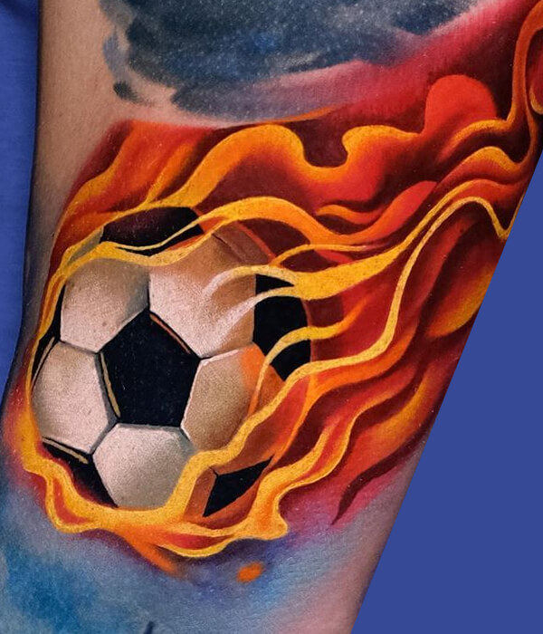 Football Flames tattoo