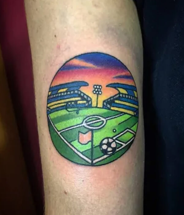 Football colorful ground tattoo