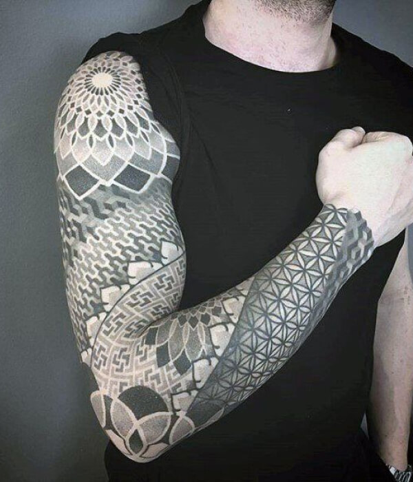 Geometric Full Sleeve on bons Tattoo