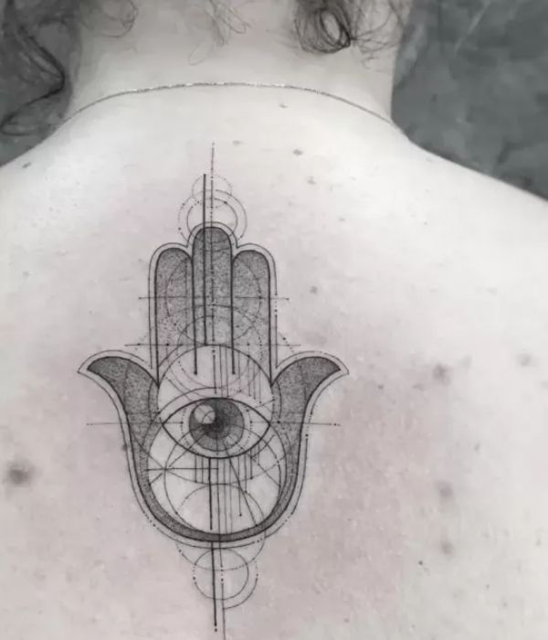 Geometric Hamsa Tattoo