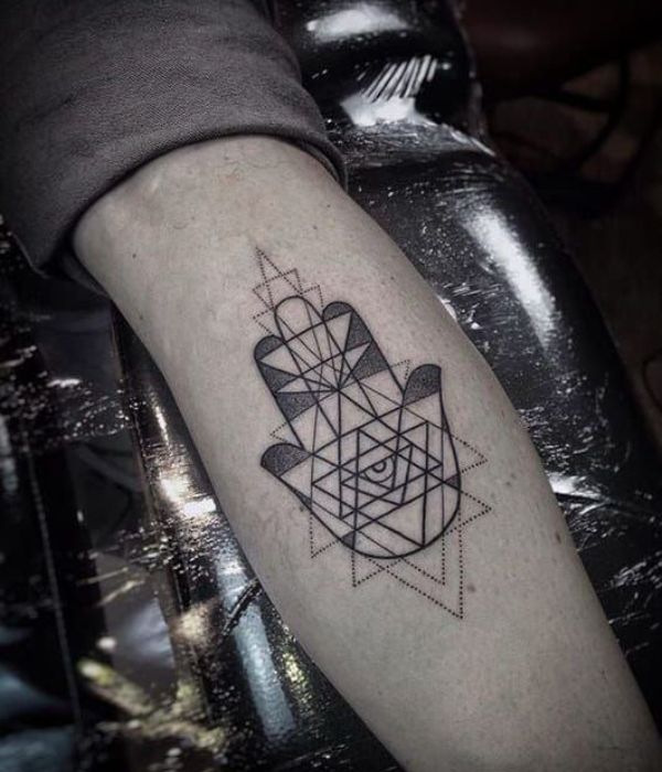 Geometric Hamsa Tattoos