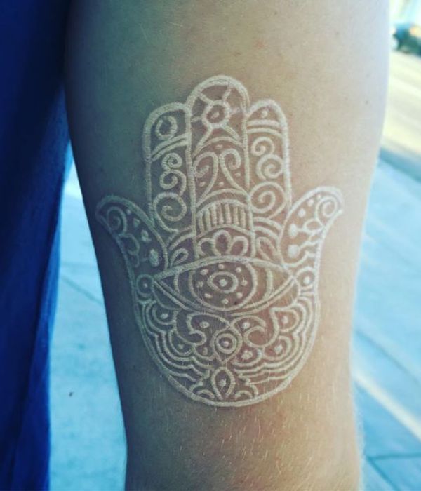 Hamsa Tattoo in White Ink