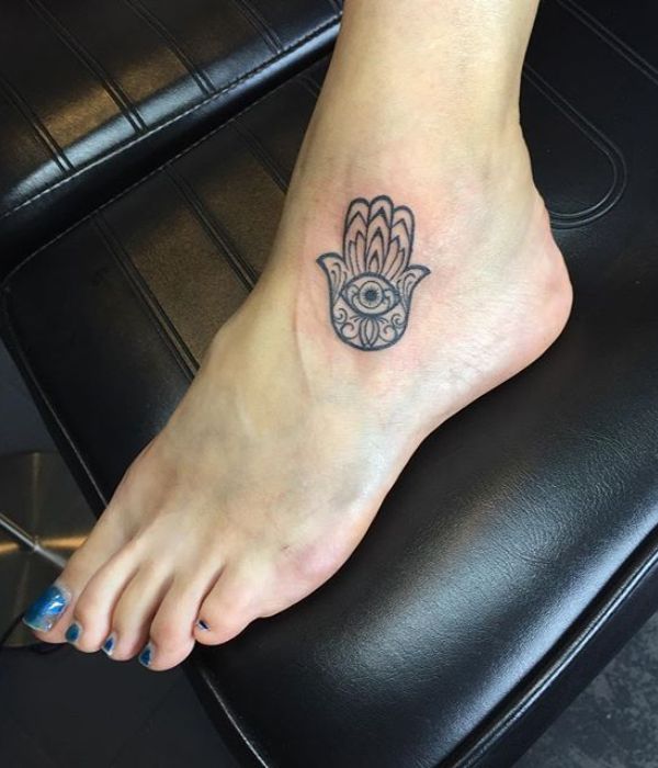 Hamsa Tattoo on the Ankle