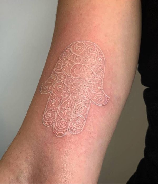Hamsa Tattoos in White Ink