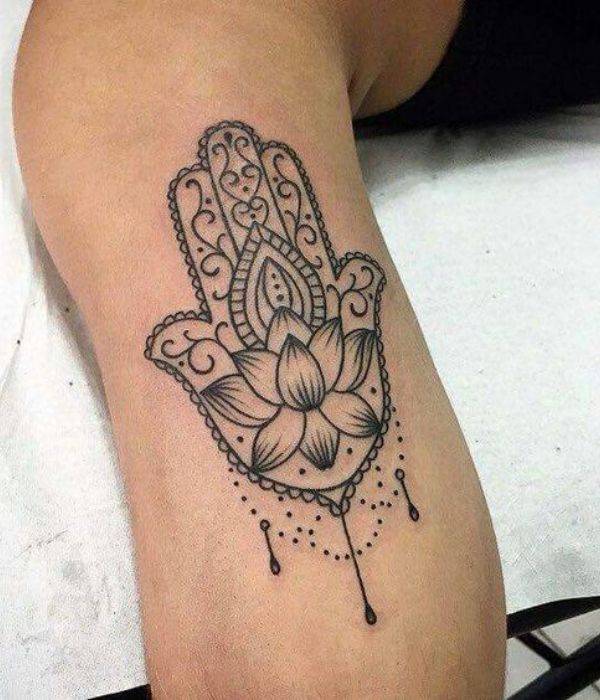 Hamsa and Lotus Tattoos