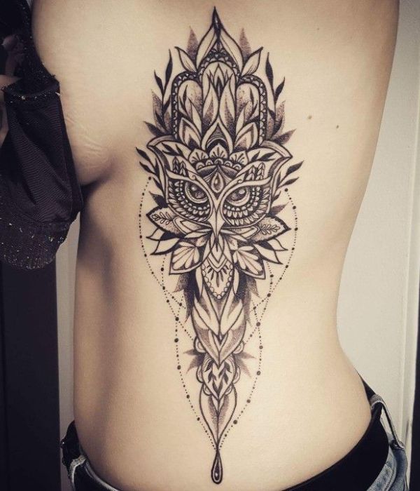 Hamsa with Owl Tattoo