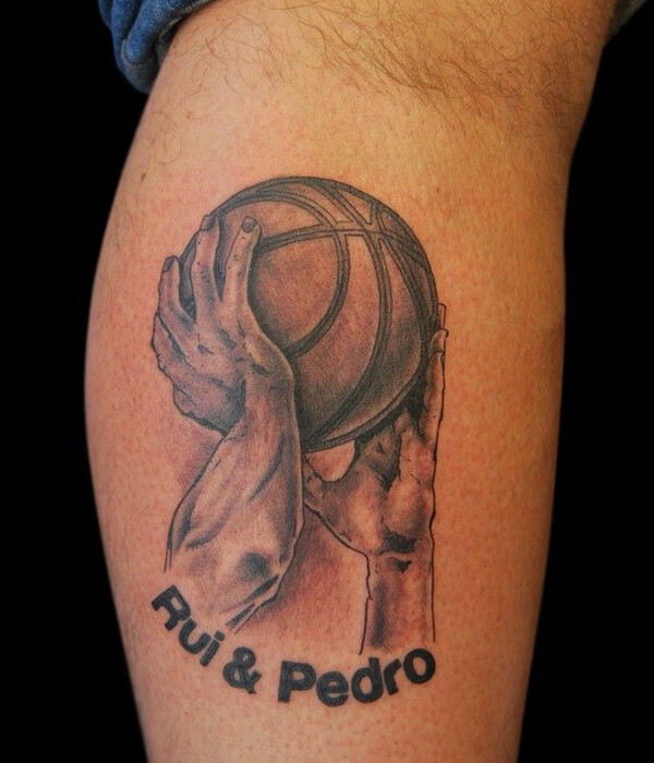 Hands Holding Basketball Tattoo hand tattoo